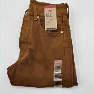 Levis 501 Jeans New‎ Mens Original Button Fly Color Mustard Brown 29 X 30 NWT
